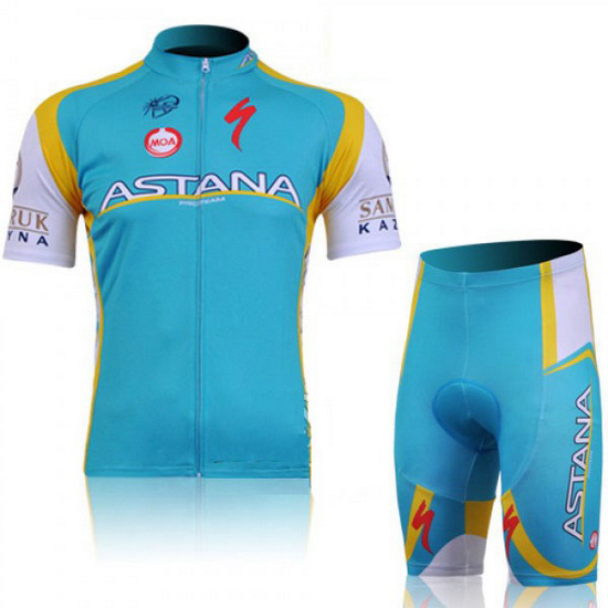 2011 Maillot Astana Tirantes Mangas Cortas celeste